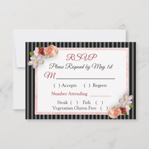 Burgundy Blush Pink Rose Gold Wedding RSVP card