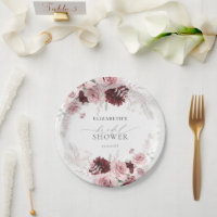 Burgundy Blush Pink Roses Floral Bridal Shower