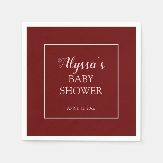 Burgundy Blush Pink Traditional Baby Shower Napkins (Front)