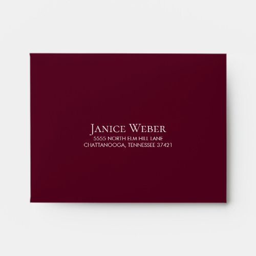 Burgundy Blush Pink Watercolor Floral RSVP Return Envelope