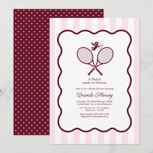 Burgundy & Blush Preppy Tennis Bridal Shower Invitation