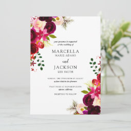 Burgundy & Blush Wedding Invitation | Zazzle