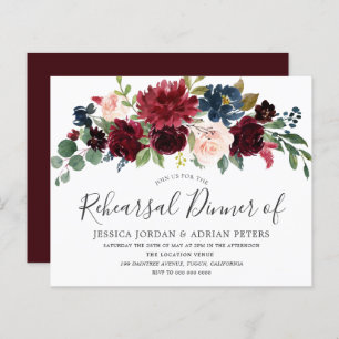 Burgundy Blush Wedding Rehearsal Dinner Invitation