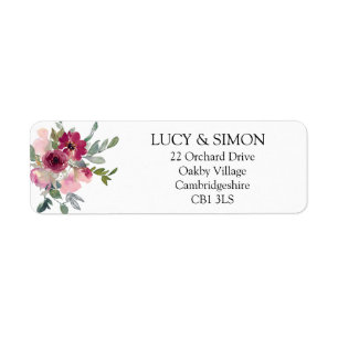 Burgundy & Blush Wedding return Label