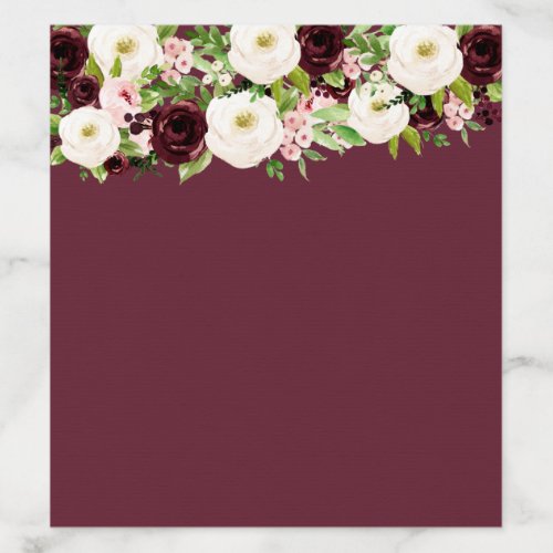 Burgundy Blush Wedding Rose Floral Envelope Liner