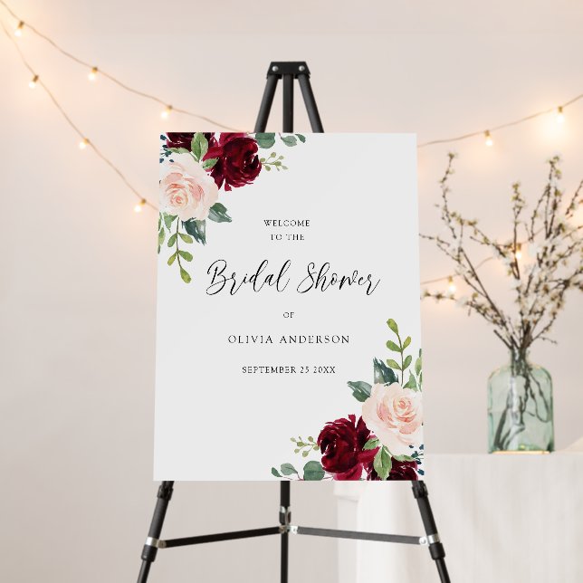 Burgundy & Blush Welcome to the Bridal Shower of Foam Board (In Situ (Stand))
