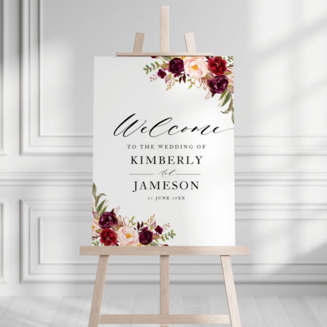 Burgundy & blush welcome wedding sign (Creator Uploaded)