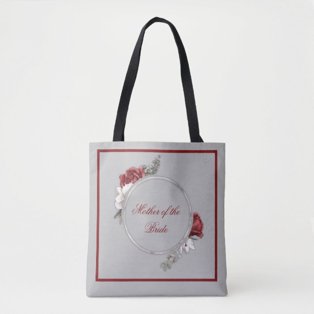 Burgundy Blush & White Roses Mother of Bride/Groom Tote Bag (Front)