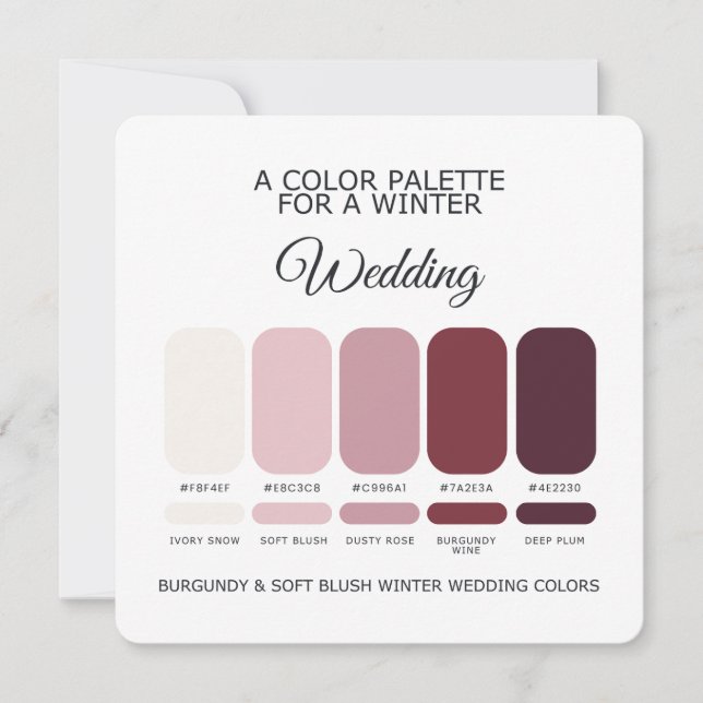 Burgundy Blush Winter Wedding Palette 2026 Card (Front)