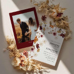 Burgundy Boho Fall Floral Photo Wedding Invitation<br><div class="desc">Bohemian Burgundy Fall Floral Photo Wedding Invitation. Matching items in our store Cava party design</div>