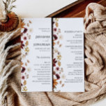 Burgundy Boho Fall Floral Wedding Flat Program<br><div class="desc">Bohemian Burgundy Fall Floral Wedding Program. Matching items in our store Cava party design</div>