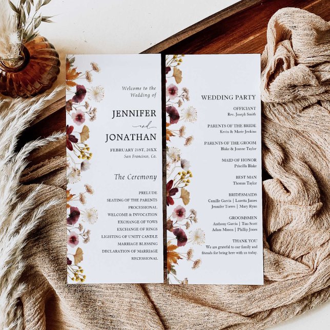 Burgundy Boho Fall Floral Wedding Flat Program (Creator Uploaded)