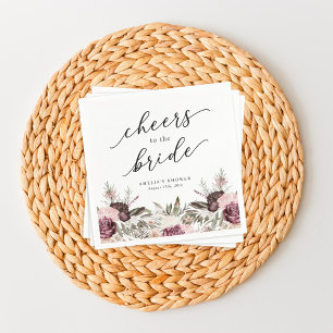 Burgundy Boho Floral Bridal Shower Napkins