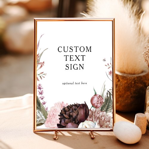 Burgundy Boho Floral Cards and Gifts Custom Sign