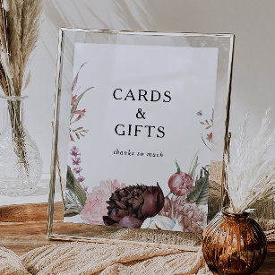 Burgundy Boho Floral Cards and Gifts Sign