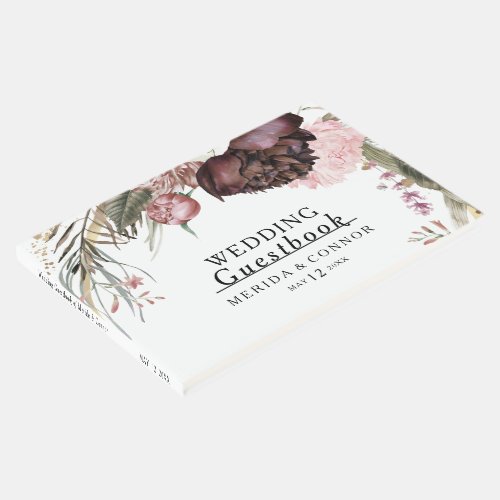 Burgundy Boho Floral Wedding Guest Book