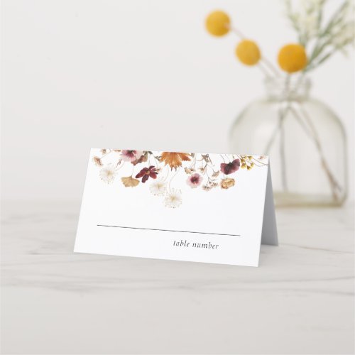 Burgundy Boho Floral Wedding Place Cards