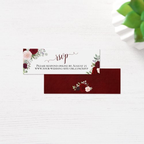 Burgundy Boho Floral Wedding RSVP Online Card