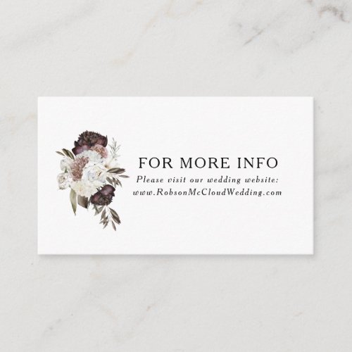Burgundy Boho Floral Wedding Website Card