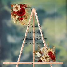Burgundy Boho Floral welcome Bridal shower sign