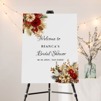 Burgundy Boho Floral welcome Bridal shower sign