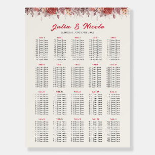 Burgundy Boho Rose Floral Pampas Grass Wedding Foam Board