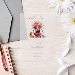 Burgundy Boho Rose Pampas Lemon Tea Wedding Vellum Invitations