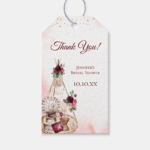 Burgundy Boho Watercolor Floral Gift Tags