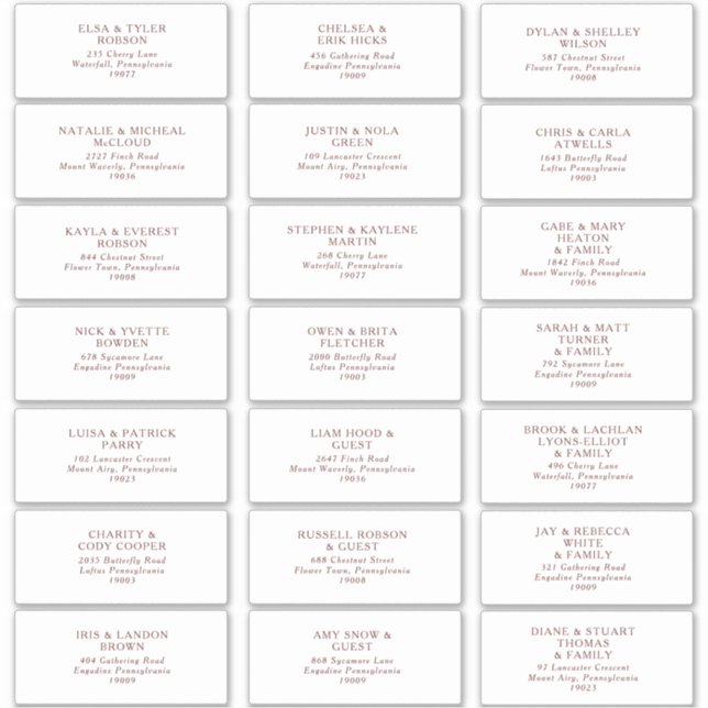 Burgundy Boho Wedding Guest Address Labels (Front)