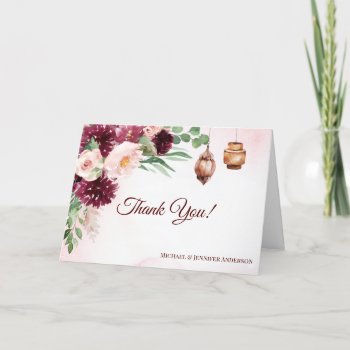 Burgundy Boho Wine Watercolor Thank You by MaggieMart at Zazzle