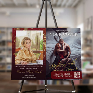 Burgundy Bokeh Romance Book Launch QR Code Foam Board