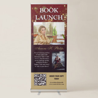 Burgundy Bokeh Romance Book Launch Retractable Banner