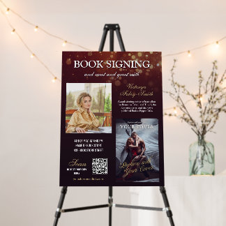 Burgundy Bokeh Romance Book Signing Meet & Greet Foam Board