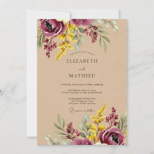 Burgundy Bold Rustic Wedding Invitation