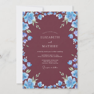 Burgundy Bold Watercolor Wedding Invitation