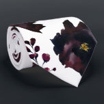Burgundy Bordeaux And White Peony Elegant Wedding Neck Tie<br><div class="desc">An elegant deep burgundy bordeau red wedding neck tie featuring watercolor painted burgundy and dark bordeaux florals and greenery against a dusty blue background.</div>
