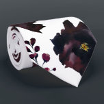 Burgundy Bordeaux And White Peony Elegant Wedding Neck Tie<br><div class="desc">An elegant deep burgundy bordeau red wedding neck tie featuring watercolor painted burgundy and dark bordeaux florals and greenery against a dusty blue background.</div>