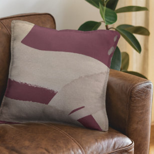 Burgundy Bordeaux Artistic Abstract Watercolor Throw Pillow