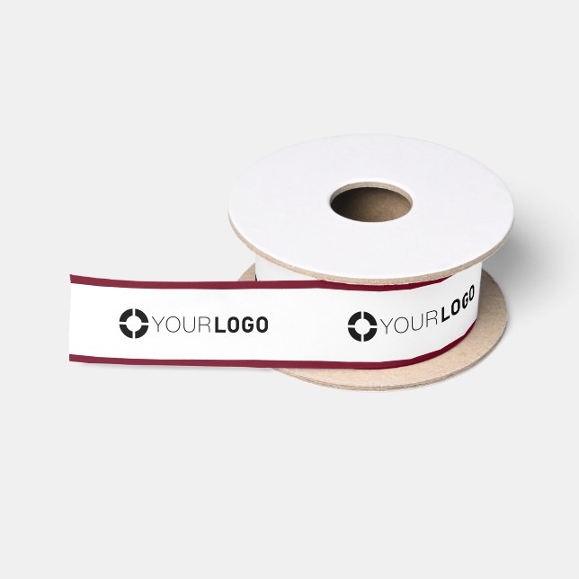 Burgundy border custom company logo business gift satin ribbon (Spool)