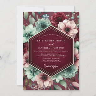 Burgundy Botanical Dream Wedding Invitation