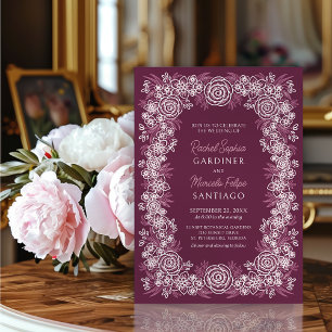 Burgundy Botanical Floral Wedding Invitation