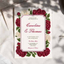 Burgundy Botanical rich wedding invitation