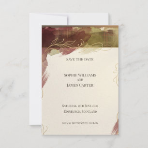 Burgundy Botanical Save the Date   Autumn Watercol