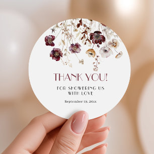 Burgundy Botanical Showering With Love Favor Seal