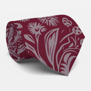 Burgundy Botanical Tie Paisley Necktie