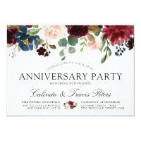 Burgundy Bouquet | Anniversary Party Invitation