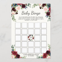 Burgundy Bouquet | Baby Shower Bingo Invitation