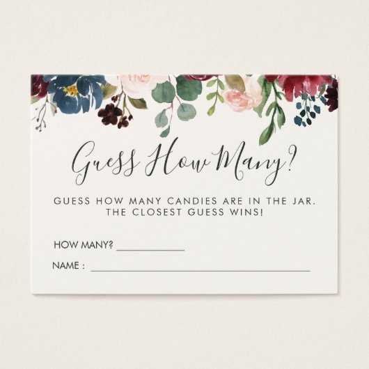 Burgundy Bouquet Baby Shower | Guessing Game (Front)