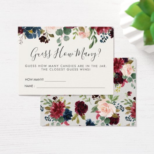 Burgundy Bouquet Baby Shower | Guessing Game (Desk)