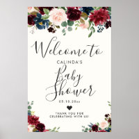 Burgundy Bouquet | Baby Shower | Welcome Poster